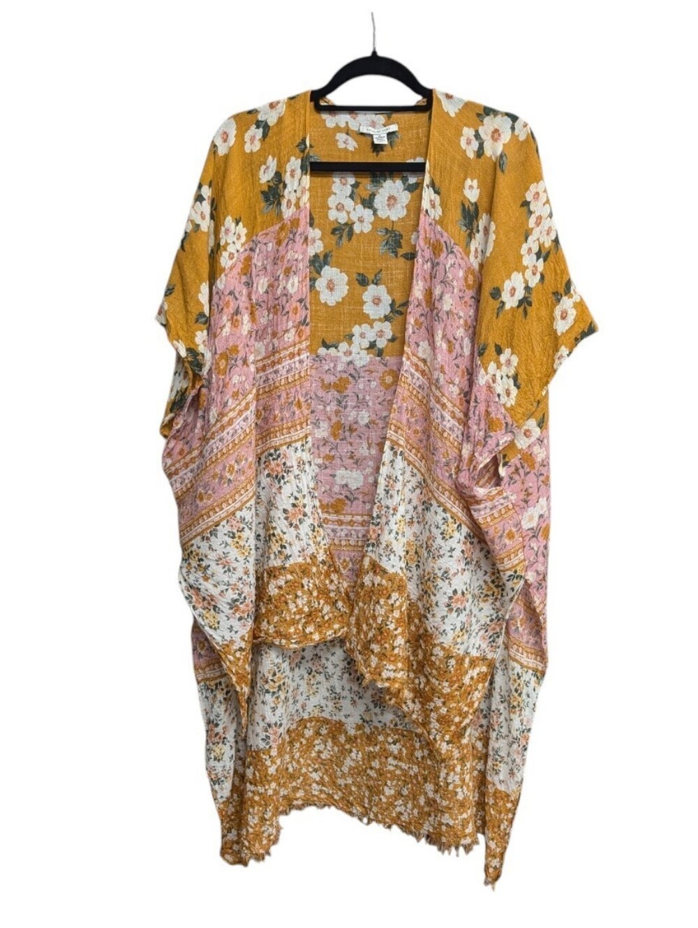 Floral Patchwork Kimono - Mustard & Pink
